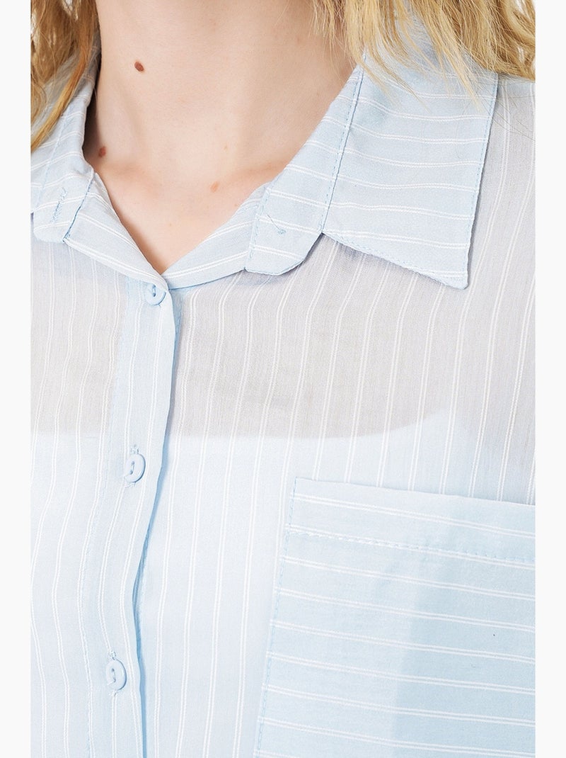 Camisa oversize a rayas con cierre de botones delantero bdart Azul claro - Kiabi