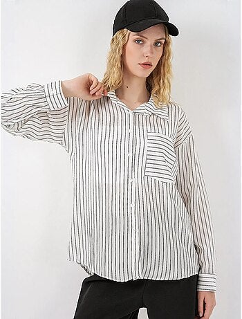 Camisa oversize a rayas con cierre de botones delantero bdart