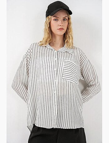 Camisa oversize a rayas con cierre de botones delantero bdart