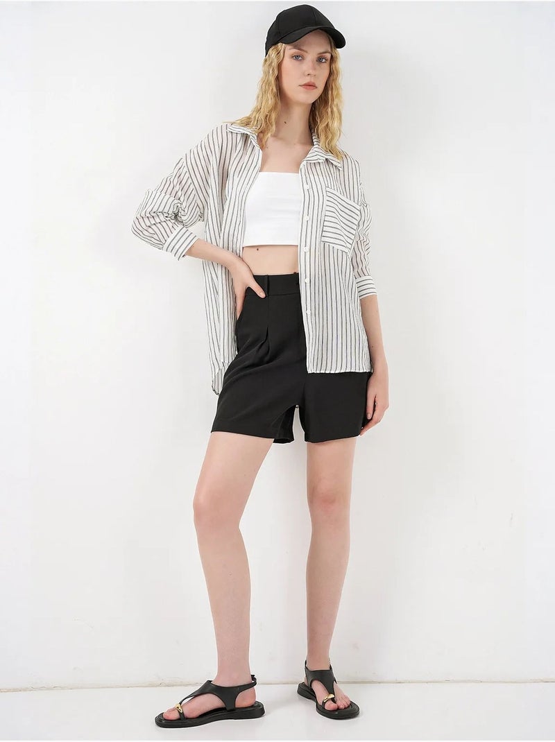 Camisa oversize a rayas con cierre de botones delantero bdart Blanco - Kiabi