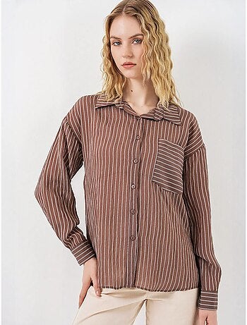Camisa oversize a rayas con cierre de botones delantero bdart