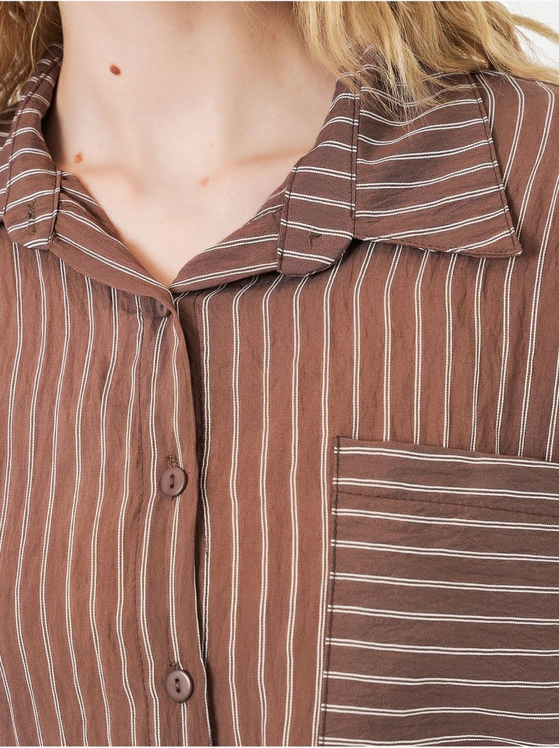 Camisa oversize a rayas con cierre de botones delantero bdart Marrón chocolate - Kiabi