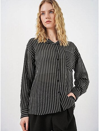 Camisa oversize a rayas con cierre de botones delantero bdart