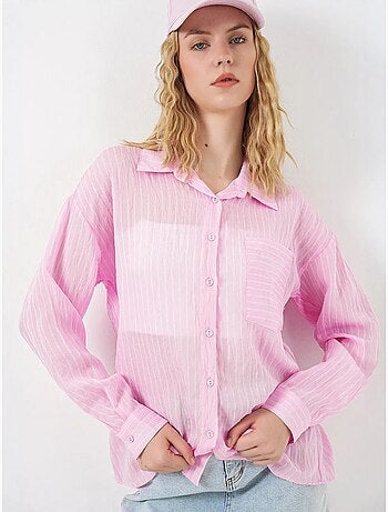 Camisa oversize a rayas con cierre de botones delantero bdart