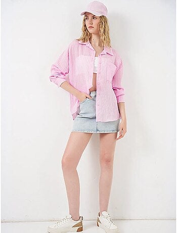 Camisa oversize a rayas con cierre de botones delantero bdart