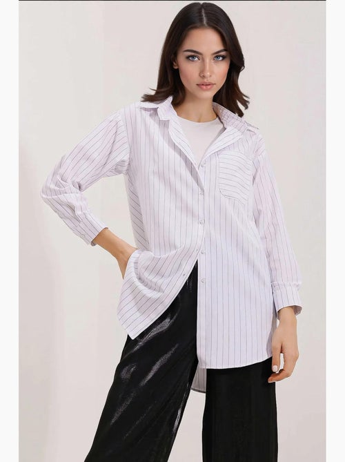 Camisa oversize a rayas con detalle de bolsillo bdart - Kiabi Camisa oversize a rayas con detalle de bolsillo bdart - Kiabi
