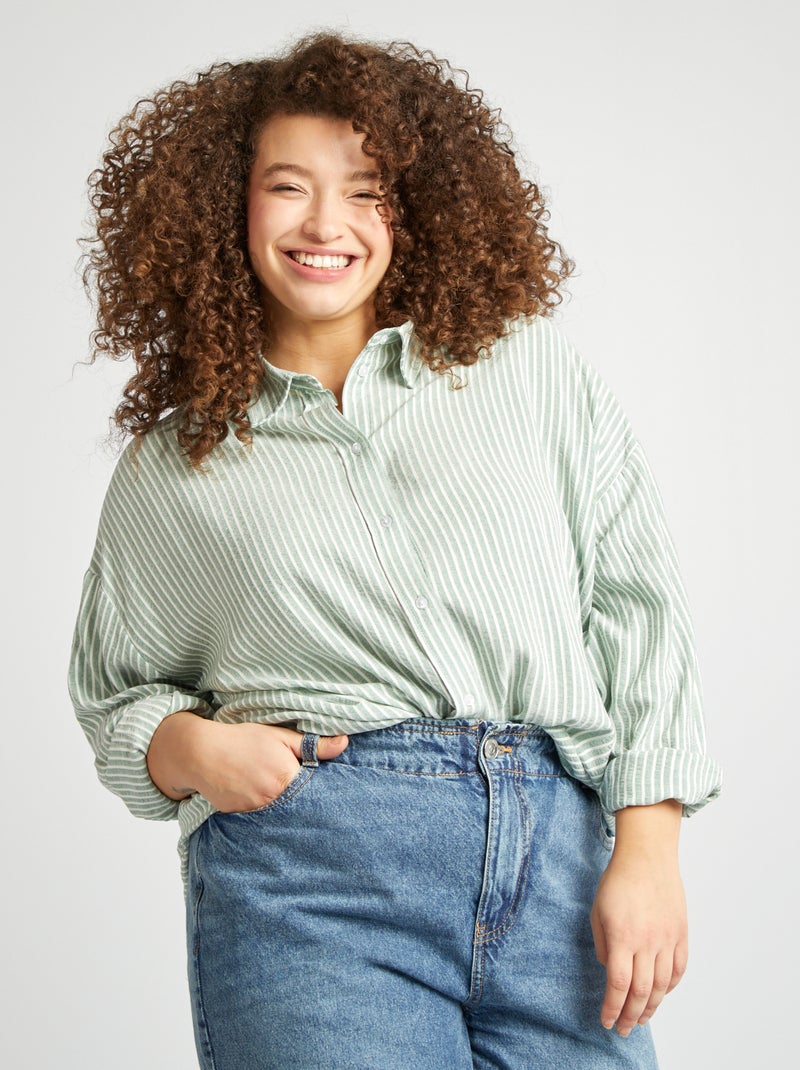 Camisa oversize a rayas VERDE - Kiabi