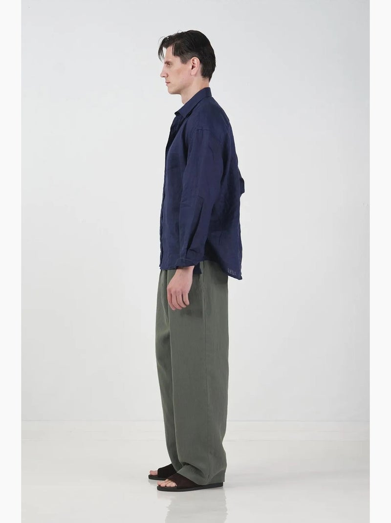 Camisa oversize abotonada con cuello camisero giesto Azul marino - Kiabi