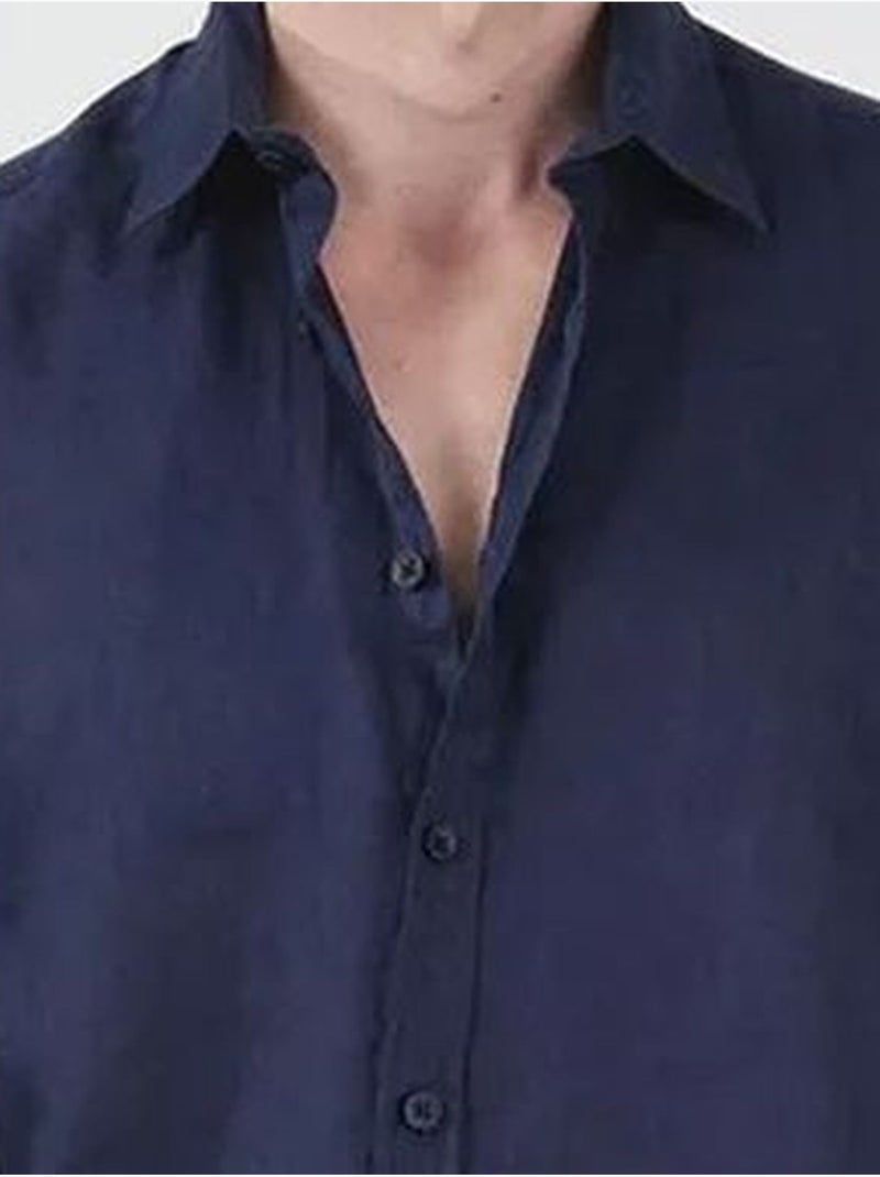 Camisa oversize abotonada con cuello camisero giesto Azul marino - Kiabi