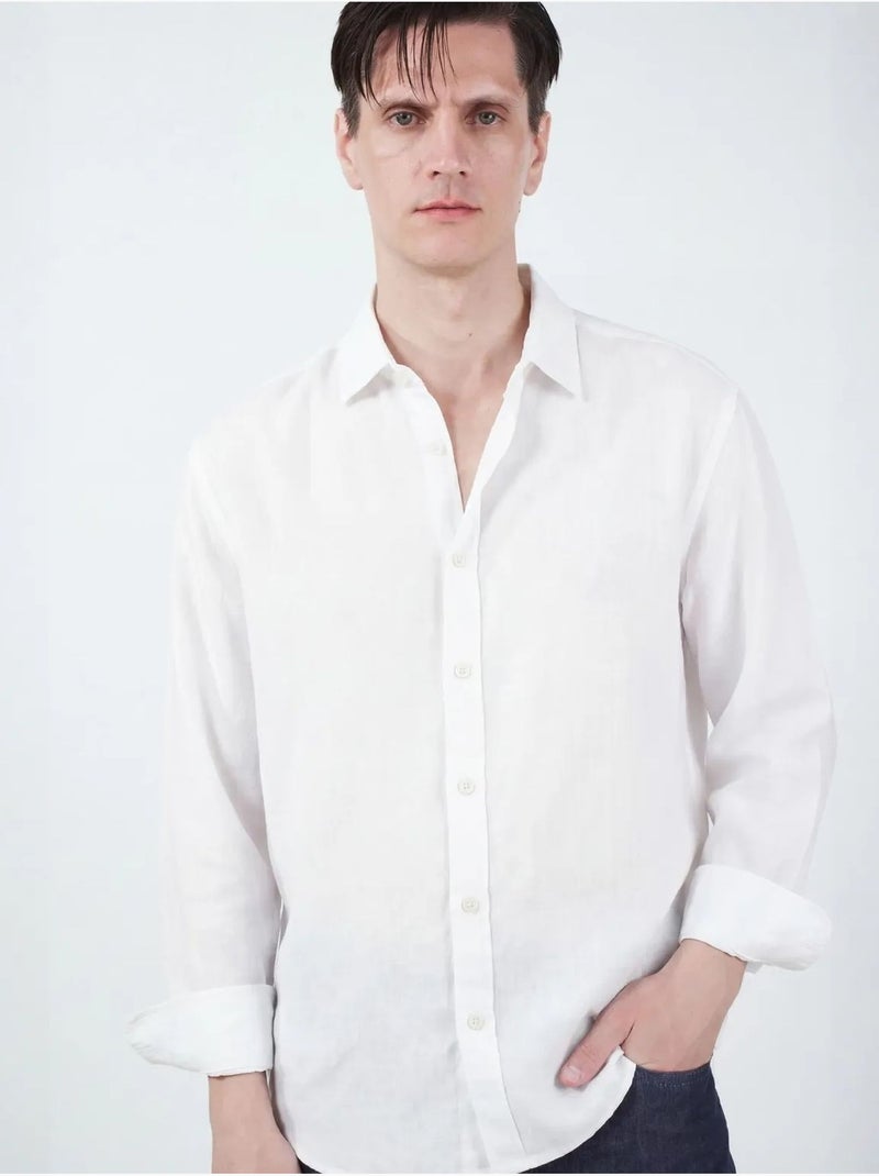 Camisa oversize abotonada con cuello camisero giesto Blanco - Kiabi