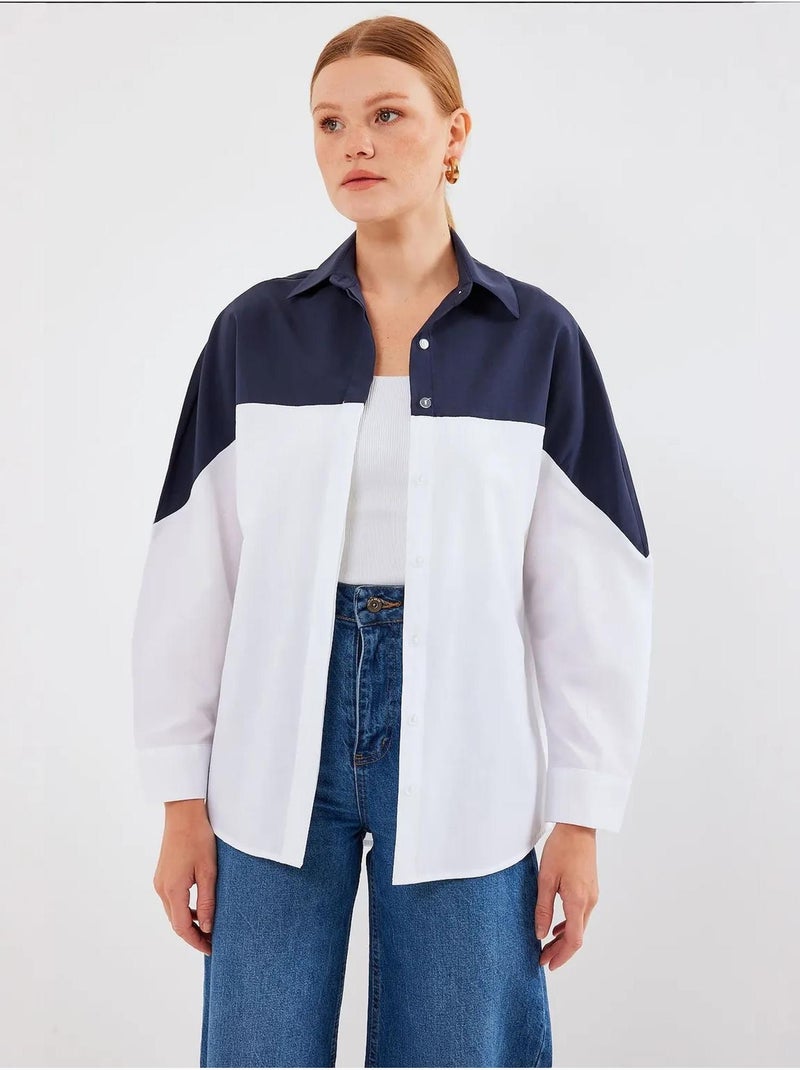 Camisa oversize con bloques de color bdart Azul marino - Kiabi