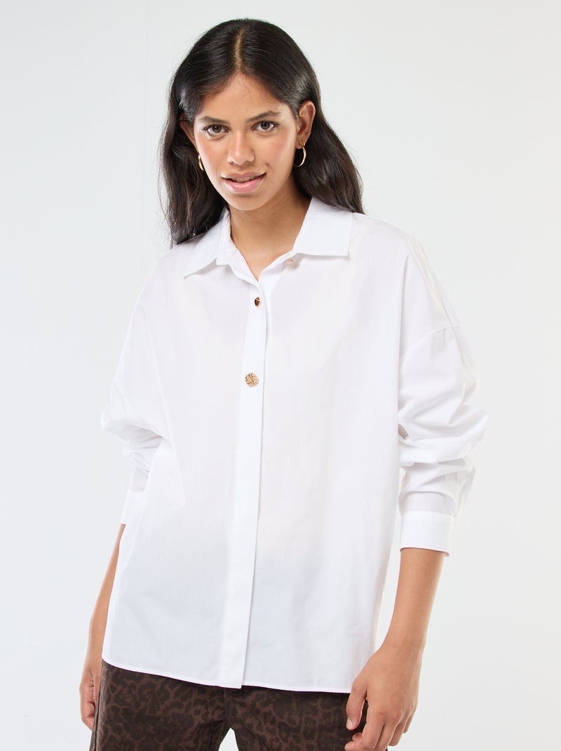 Camisa oversize con botones fantasía Blanco - Kiabi