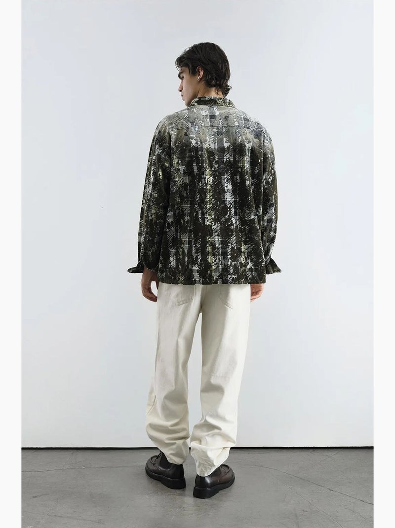 Camisa oversize con cuadros texturizados y bolsillo giesto Caqui - Kiabi