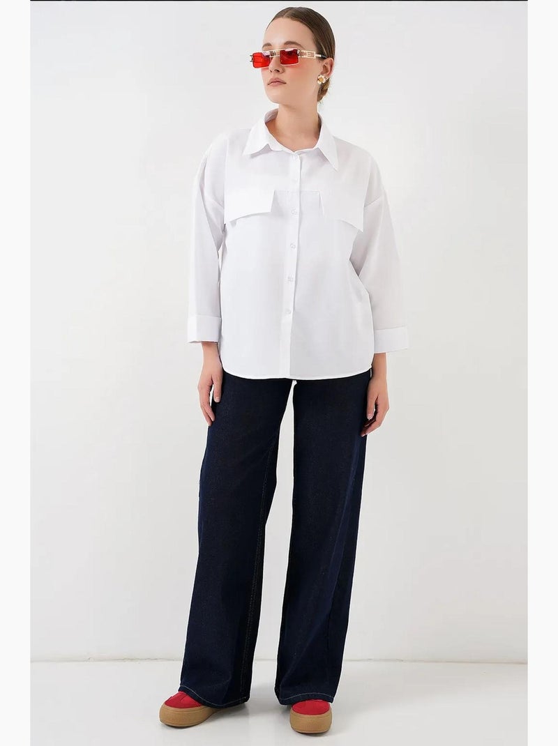 Camisa oversize con detalle de bolsillo bdart Blanco - Kiabi