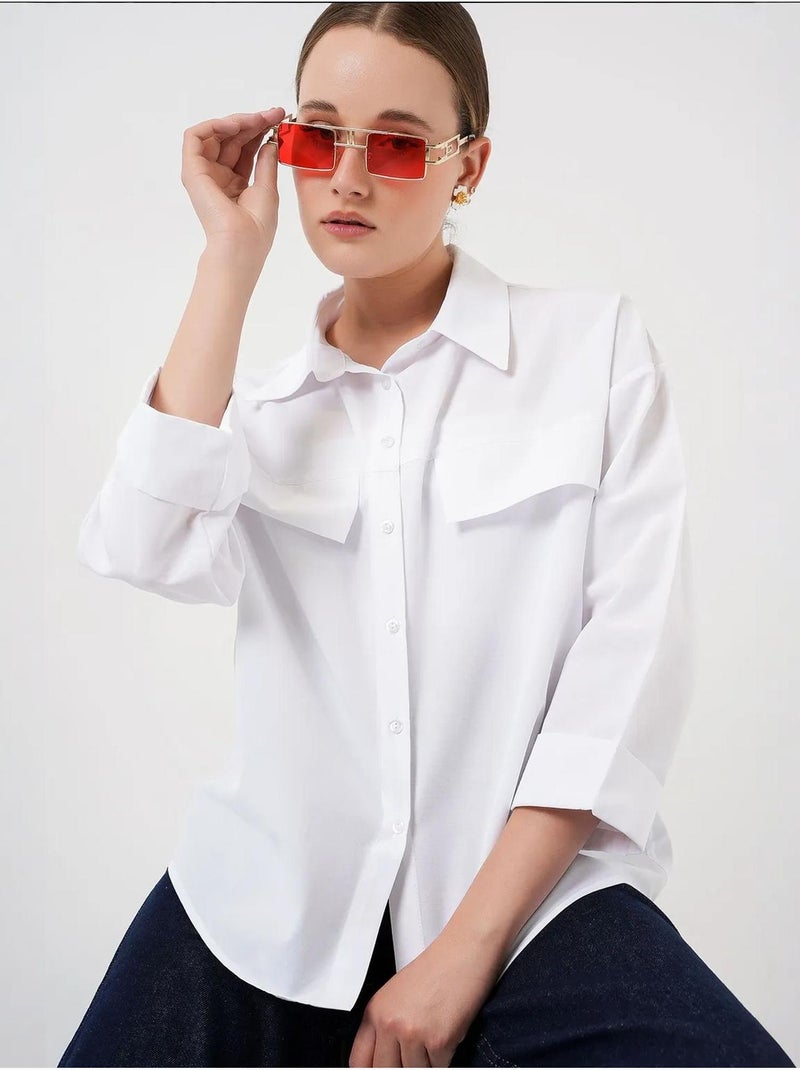 Camisa oversize con detalle de bolsillo bdart Blanco - Kiabi