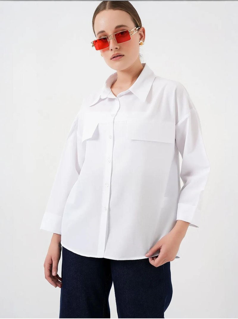 Camisa oversize con detalle de bolsillo bdart Blanco - Kiabi