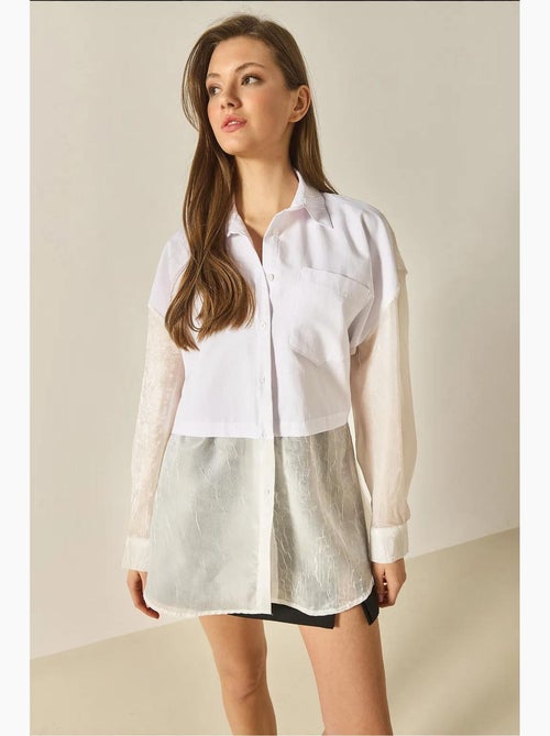 Camisa oversize con detalle de tul y organza lucci - Kiabi Camisa oversize con detalle de tul y organza lucci - Kiabi