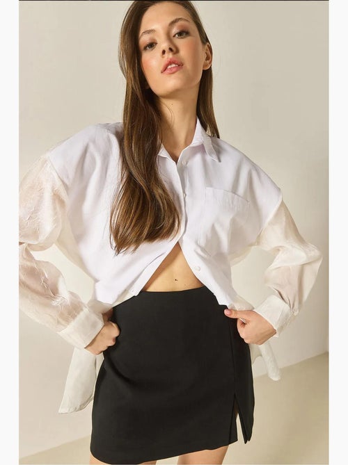Camisa oversize con detalle de tul y organza lucci - Kiabi Camisa oversize con detalle de tul y organza lucci - Kiabi