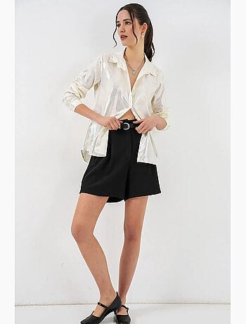 Camisa oversize con estampado abstracto y cierre de botones frontal bdart