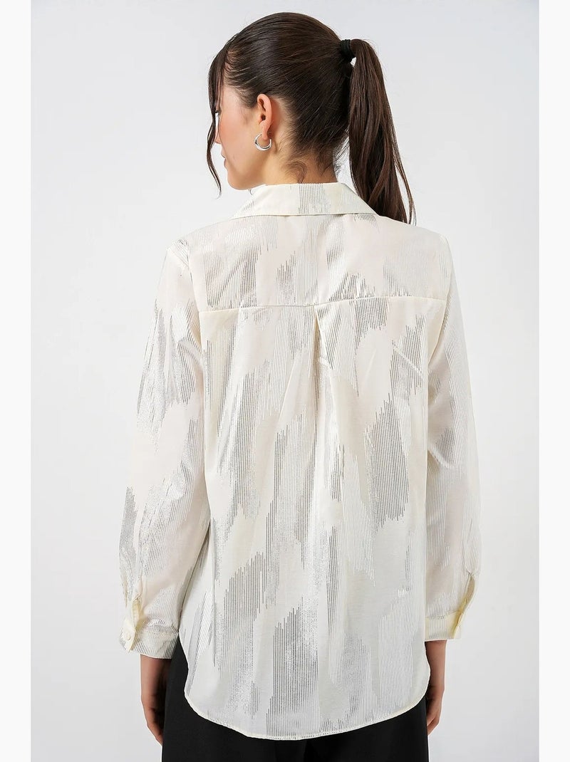 Camisa oversize con estampado abstracto y cierre de botones frontal bdart Beige arena - Kiabi