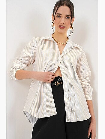 Camisa oversize con estampado abstracto y cierre de botones frontal bdart