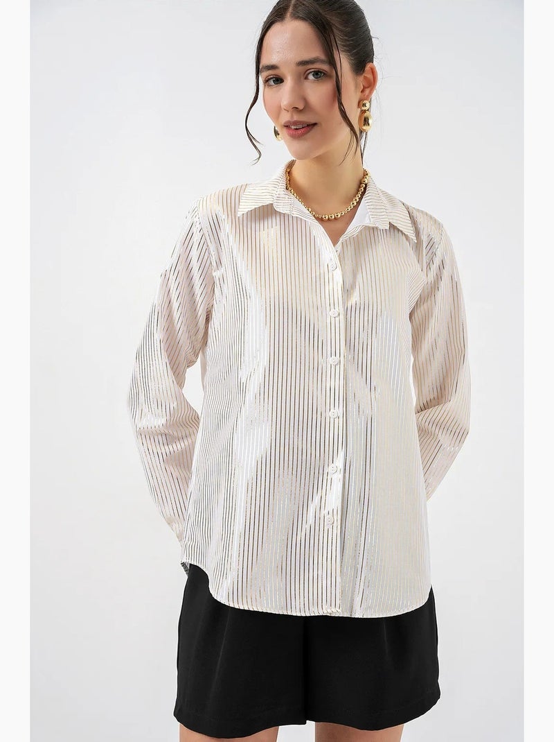 Camisa oversize con estampado abstracto y cierre de botones frontal bdart Crudo - Kiabi