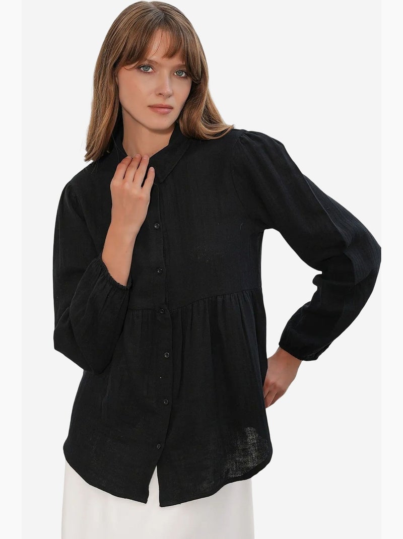 Camisa oversize de algodón de manga larga bdart Negro - Kiabi