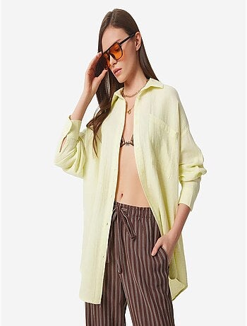 Camisa oversize de algodón texturizado con bolsillo istanbul