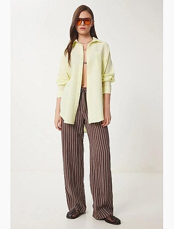 Camisa oversize de algodón texturizado con bolsillo istanbul