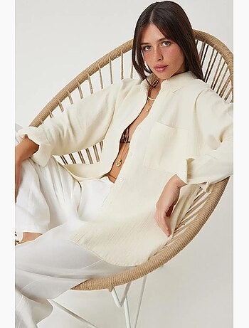 Camisa oversize de algodón texturizado con bolsillo istanbul