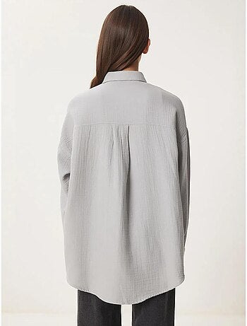 Camisa oversize de algodón texturizado con bolsillo istanbul