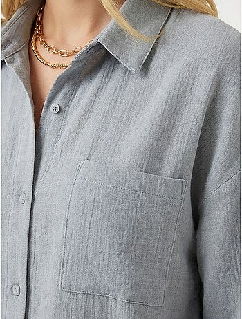 Camisa oversize de algodón texturizado con bolsillo istanbul