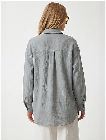 Camisa oversize de algodón texturizado con bolsillo istanbul