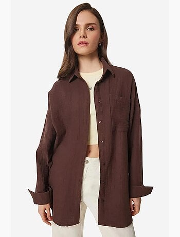Camisa oversize de algodón texturizado con bolsillo istanbul
