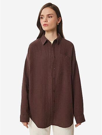Camisa oversize de algodón texturizado con bolsillo istanbul