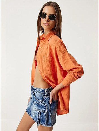 Camisa oversize de algodón texturizado con bolsillo istanbul