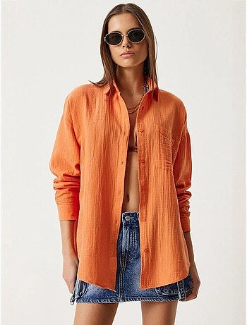 Camisa oversize de algodón texturizado con bolsillo istanbul
