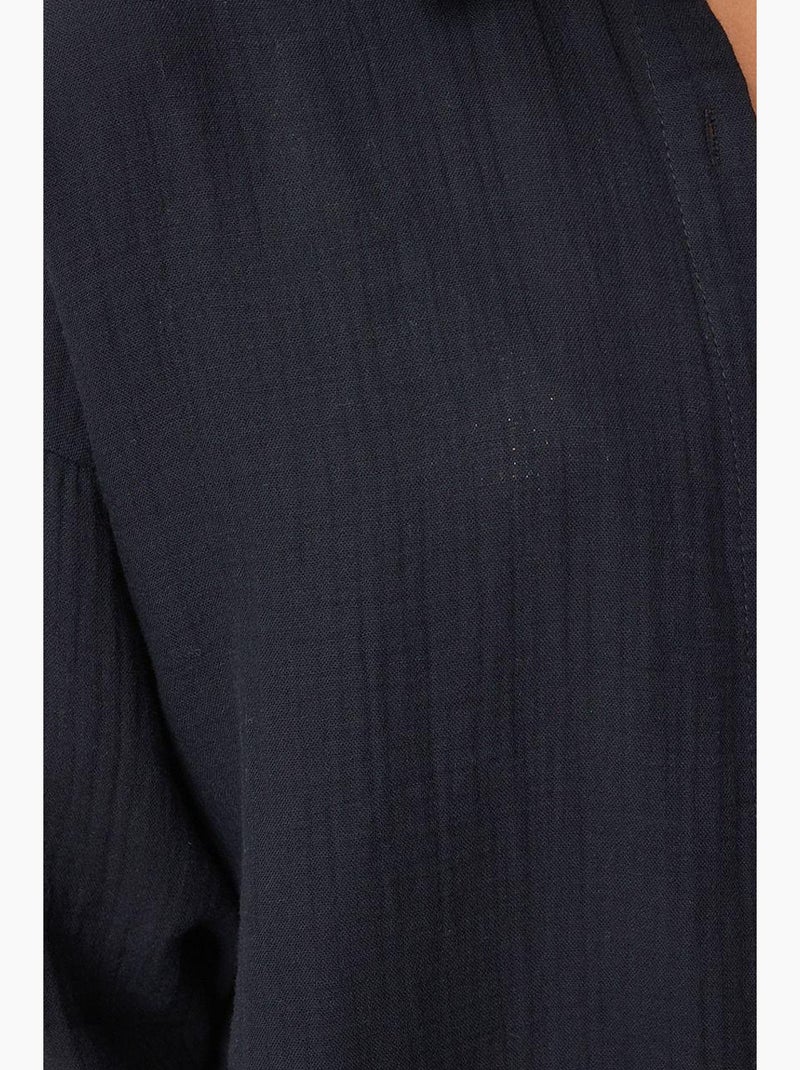 Camisa oversize de algodón texturizado con bolsillo istanbul Negro - Kiabi