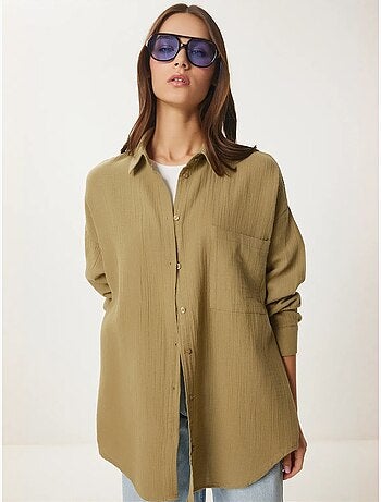 Camisa oversize de algodón texturizado con bolsillo istanbul