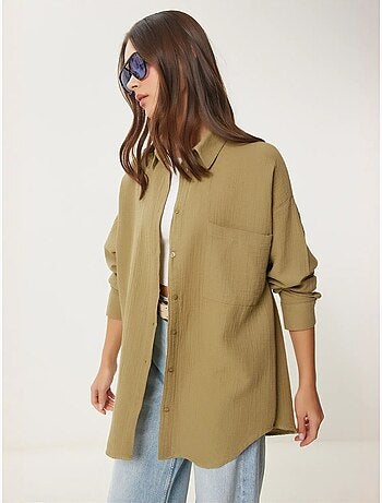 Camisa oversize de algodón texturizado con bolsillo istanbul