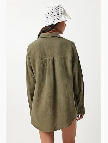 Camisa oversize de algodón texturizado con bolsillo istanbul