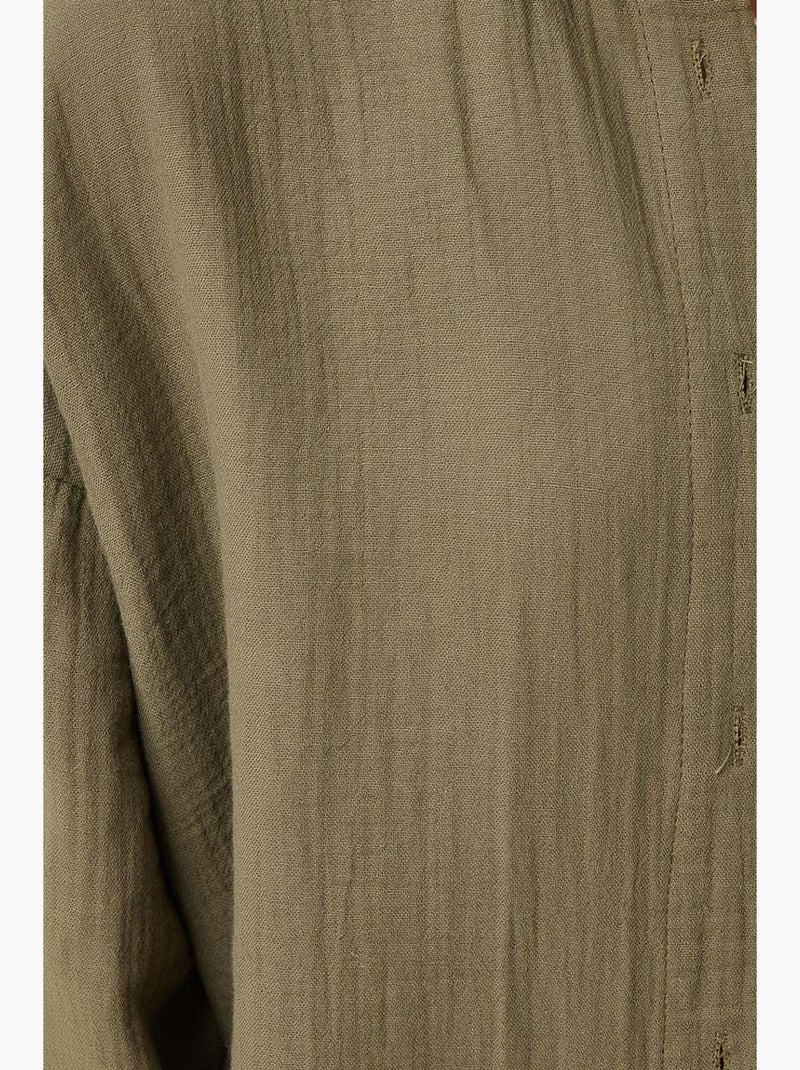 Camisa oversize de algodón texturizado con bolsillo istanbul Verde caqui - Kiabi