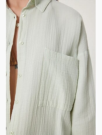 Camisa oversize de algodón texturizado con bolsillo istanbul