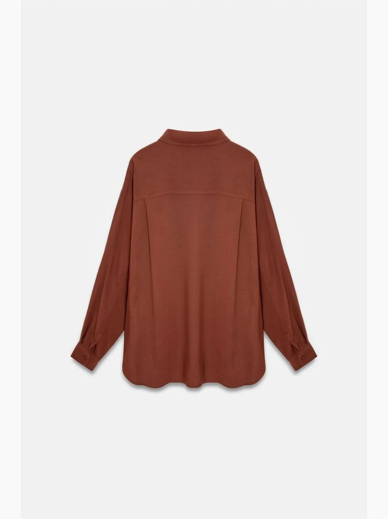 Camisa oversize de crepé con botones dilvin Terracota - Kiabi