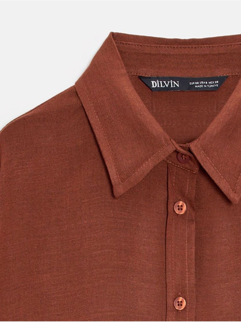 Camisa oversize de crepé con botones Terracota - Kiabi