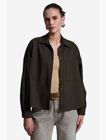 Camisa oversize de crepé con cierre de botones delantero dilvin