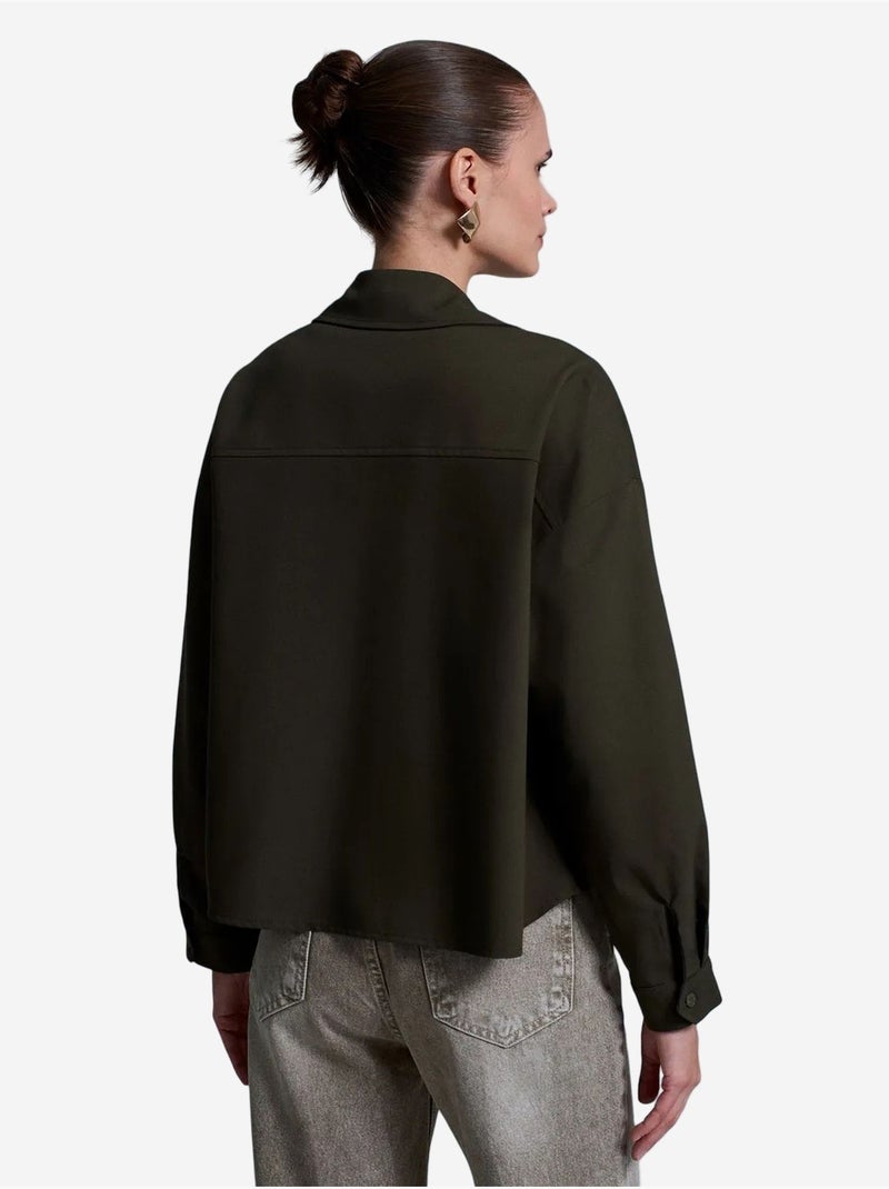 Camisa oversize de crepé con cierre de botones delantero dilvin Caqui - Kiabi