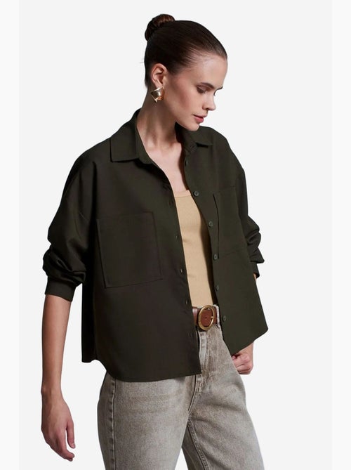 Camisa oversize de crepé con cierre de botones delantero dilvin - Kiabi Camisa oversize de crepé con cierre de botones delantero dilvin - Kiabi