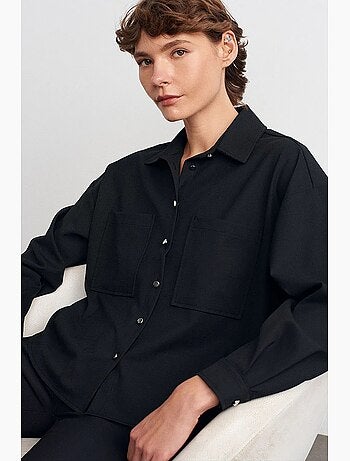 Camisa oversize de crepé con cierre de botones delantero dilvin