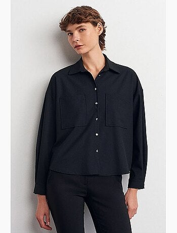 Camisa oversize de crepé con cierre de botones delantero dilvin